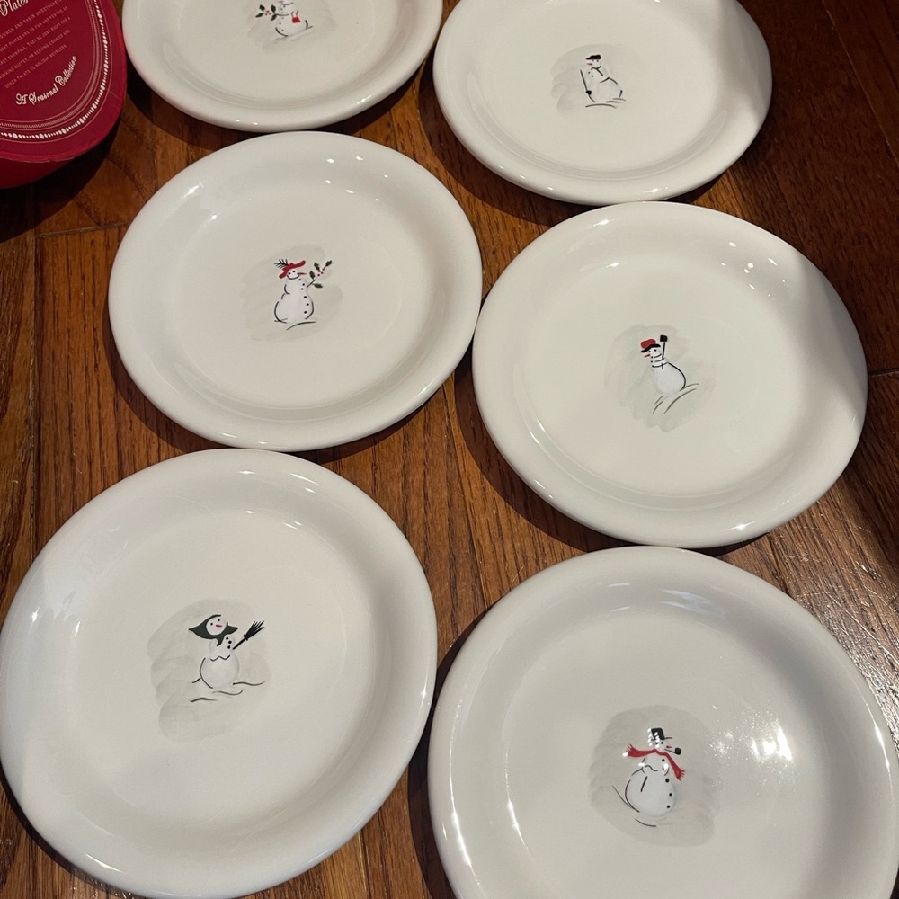 Williams Sonoma Snowman Dessert Plates - Set of 6